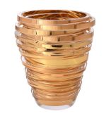 An Anna Torfs 'Piece Unique' tapered cylindrical clear and gilt glass vase