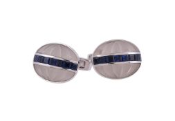 A pair of sapphire and rock crystal cufflinks by William & Son