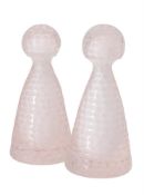 A pair of modern Vetro Artistico Murano pale pink and clear faceted glass Skittle vases