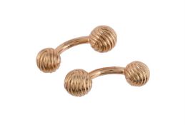A pair of ball and bar cufflinks retailed by William & Son