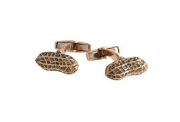 A pair of gold peanut cufflinks by Deakin & Francis