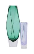 A modern green and clear moulded glass San Marco vase by Alessandro Mandruzzato