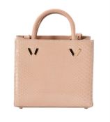 Y William & Son, Bruton Mini Square Shopper, a nude snakeskin handbag