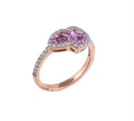 A pink sapphire and diamond Beneath The Rose ring by William & Son