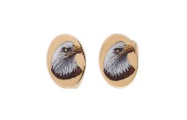 A pair of enamelled eagle cufflinks by William & Son