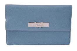 William & Son, Bruton clutch, a Sky blue leather handbag
