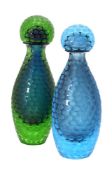 Two similar Vetro Artistico Murano facetted glass Skittle bottle vase and covers