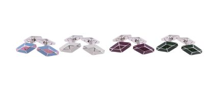 Four pairs of silver 'William' cufflinks by William & Son