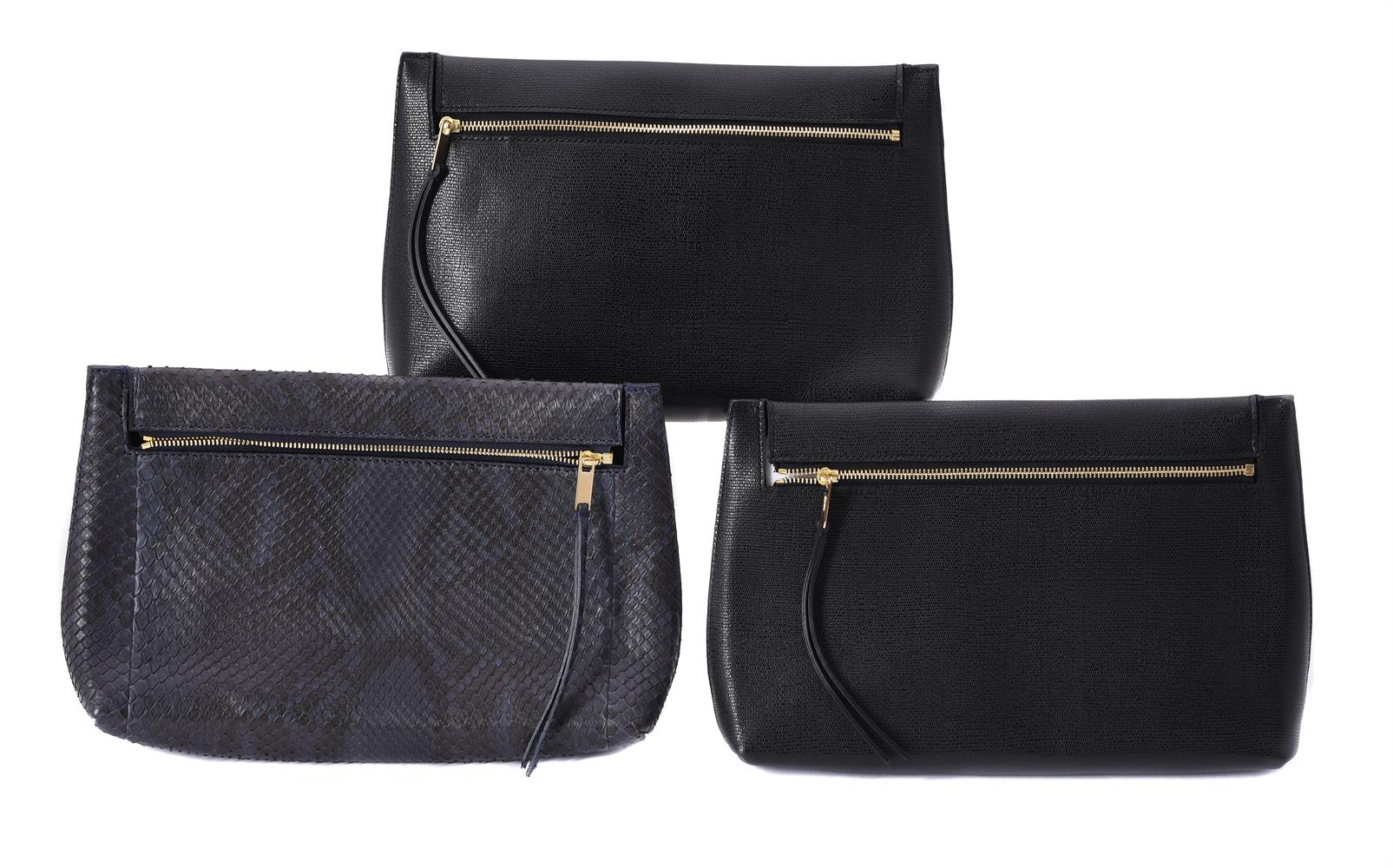 Y William & Son, a navy python zipper pouch