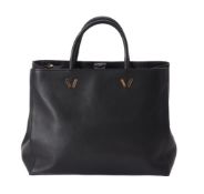 William & Son, Bruton, a black leather square shopper bag
