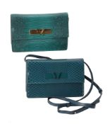 Y William & Son, Bruton Mini clutch, a green snakeskin handbag