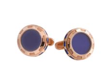 A pair of lapis lazuli and resin cufflinks by William & Son