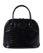 Y William & Son, Bugatti, a black small crocodile handbag