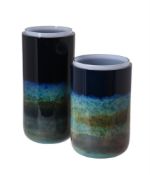 Two similar Anna Torfs cased glass cylindrical vases