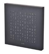 Biegert & Funk, Qlocktwo Touch, a black stainless steel table clock