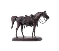 A patinated bronze model of an Arab stallion