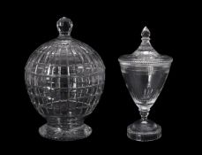 A modern Eugenie clear and moulded glass bowl and domed cover by William Yeoward