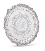 AN EDWARDIAN SILVER SHAPED CIRCULAR SALVER BY BOARDMAN, GLOSSOP & CO. LTD