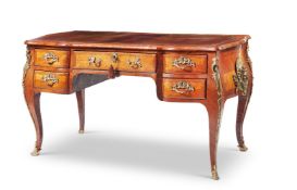 Y A LOUIS XV KINWOOD TULIPWOOD AND ORMOLU MOUNTED BUREAU PLAT