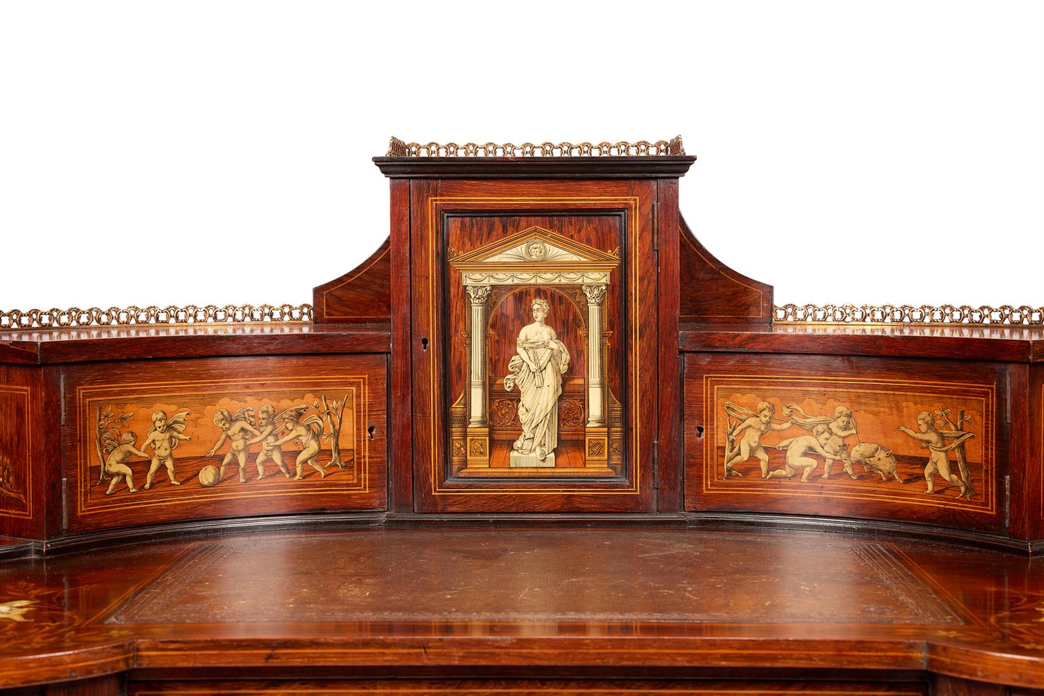 Y A LATE VICTORIAN ROSEWOOD AND IVORY MARQUETRY KIDNEY SHAPED DESK - Image 2 of 8