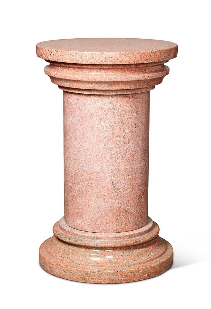 A PINK GRANITE PEDESTAL, LATE 19TH/EARLY 20TH CENTURY