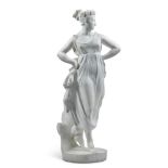 A SCULPTED WHITE MARBLE NEO-CLASSICAL FIGURE OF A WOMAN