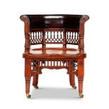 A SEMI-OCTAGONAL MAHOGANY DESK CHAIR, LATE 19TH CENTURY