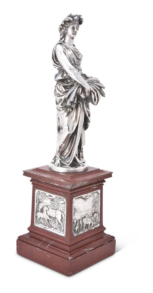 A FRENCH ELECTRO-PLATED FIGURE OF CERES BY CHRISTOFLE