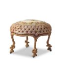 A FRENCH CARVED GILTWOOD STOOL, LATE 19TH CENTURY