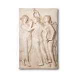A SCULPTED WHITE MARBLE RELIEF PANEL, 20TH CENTURY