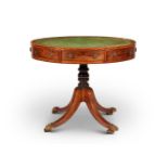 Y A GEORGE III ROSEWOOD AND SATINWOOD BANDED DRUM-TOP LIBRARY TABLE