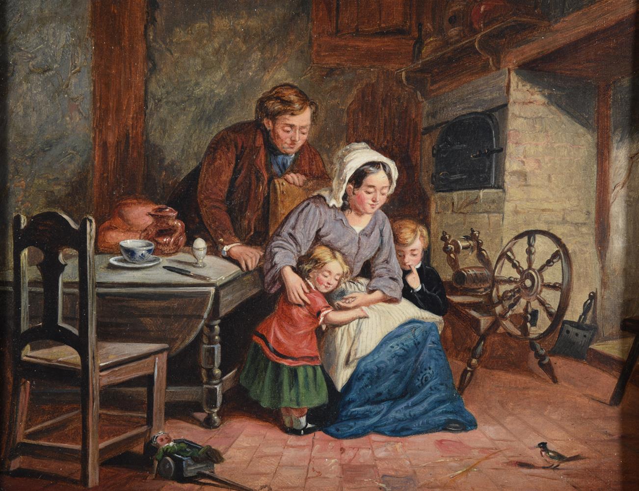 FOLLOWER OF FREDERIC DANIEL HARDY, DOMESTIC LIFE BESIDE THE FIRE; THE FEATHERED VISITOR - Image 2 of 6