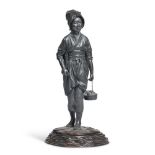 A JAPANESE MEIJI PERIOD BRONZE FIGURE OF A GIRL