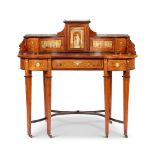 Y A LATE VICTORIAN ROSEWOOD AND IVORY MARQUETRY KIDNEY-SHAPED DESK