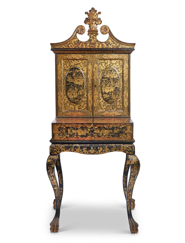 A CHINESE EXPORT BLACK AND GILT LACQUER CABINET, EARLY 19TH CENTURY