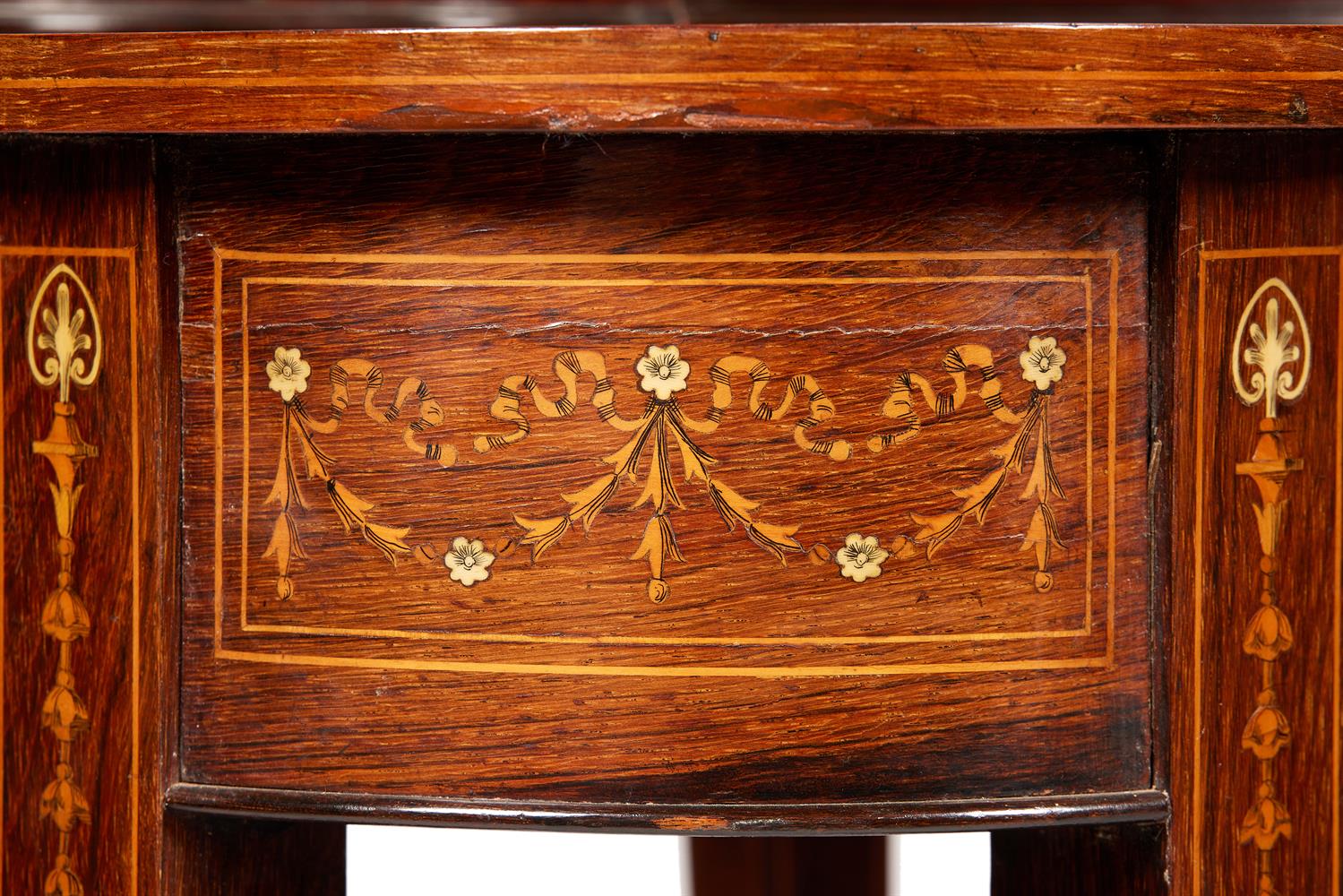 Y A LATE VICTORIAN ROSEWOOD AND IVORY MARQUETRY KIDNEY SHAPED DESK - Image 5 of 8