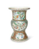 A CHINESE FAMILLE-VERTE STYLE GU SHAPED VASE