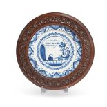 A DUTCH DELFT MARRIAGE PLATE, LATE 18TH CENTURY DATED