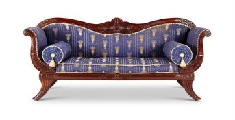 A GEORGE IV MAHOGANY SCROLL-END SOFA, CIRCA 1830