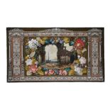 A VICTORIAN WOOLWORK AND BEADWORK WALL PANEL