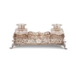 A VICTORIAN SILVER RECTANGULAR INKSTAND BY CHARLES THOMAS FOX AND GEORGE FOX