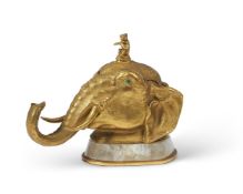 A GILT METAL INKWELL,19TH CENTURY