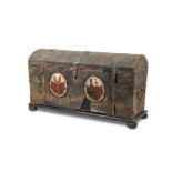 A PAIR OF GERMAN IRON MOUNTED LEATHER CHESTS, LATE 17TH CENTURY