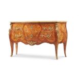 Y A FRENCH KINGWOOD, MARQUETRY AND ORMOLU MOUNTED COMMODE, IN LOUIS XV STYLE
