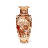 A LARGE JAPANESE EARTHENWARE SLENDER BALUSTER VASE