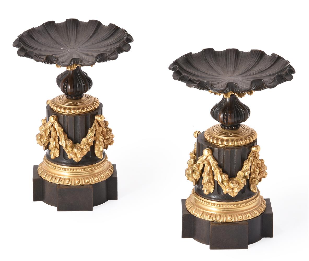 A PAIR OF BRONZE AND ORMOLU PEDESTALS, 19TH CENTURY