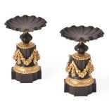 A PAIR OF BRONZE AND ORMOLU PEDESTALS, 19TH CENTURY