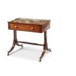Y A REGENCY MAHOGANY AND SPECIMEN MARBLE TOPPED WRITING TABLE