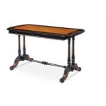 A VICTORIAN COROMANDEL, MAPLE AND EBONISED CENTRE TABLE