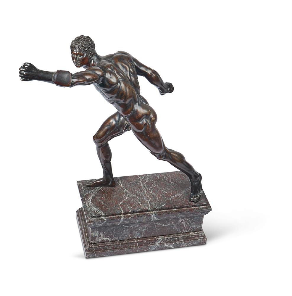 AN ITALIAN BRONZE FIGURE OF THE BORGHESE GLADIATOR